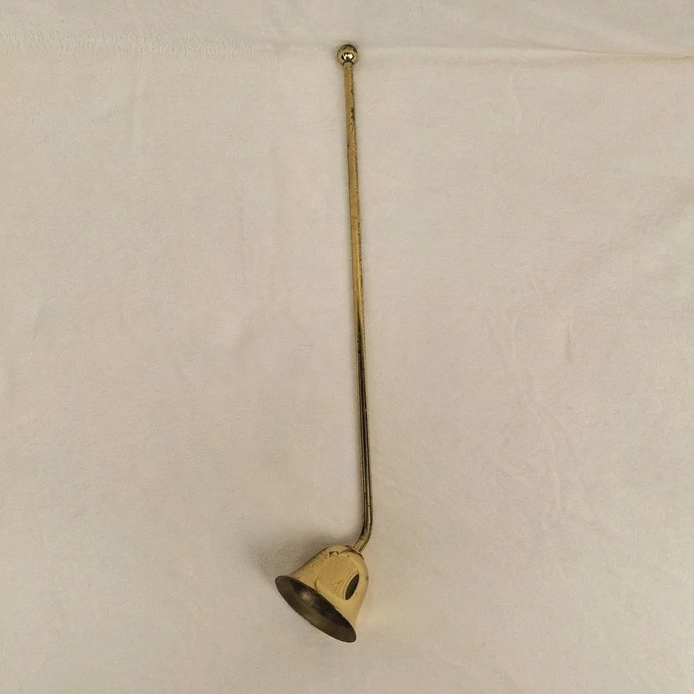 Vintage Brass Bell Candle Snuffer Patina Decorative Taper Extinguisher Tool